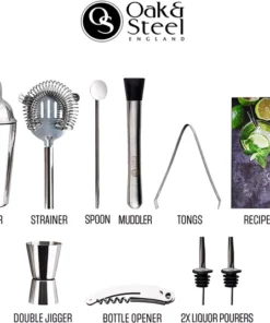 Kit per Cocktail 10 Pezzi Acciaio Inossidabile Oak & Stee